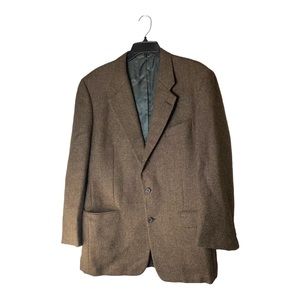Hickey Freeman Brown Tweed Blazer 3‎ Button Up Front Size 42